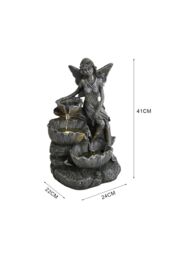 Living and Home Fairy Solar Powered Resin Outdoor Water Fountain in Grey - thumbnail 3