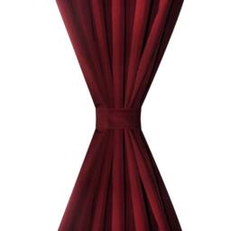 Berkfield Home Give 2 pcs Bordeaux Micro-Satin Curtains with Loops 140 x 175 cm in Red - thumbnail 1