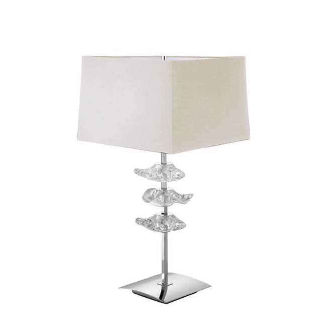 Netlighting Akira Table Lamp 2 Light E27 Polished Chrome With Cream Shade in Grey - image 1