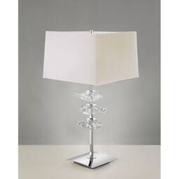 Netlighting Akira Table Lamp 2 Light E27 Polished Chrome With Cream Shade in Grey - thumbnail 2