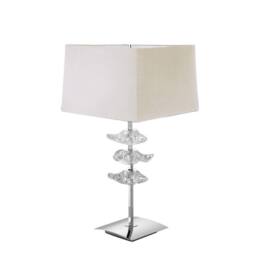 Netlighting Akira Table Lamp 2 Light E27 Polished Chrome With Cream Shade in Grey