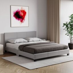 Home Discount Vida Designs Lisbon King Size Faux Leather Bed Frame UKFR Fabric in Grey - thumbnail 8