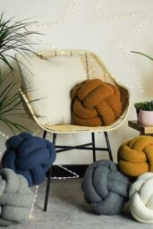 Furn Boucle Knot Fleece Cushion in Orange - thumbnail 3