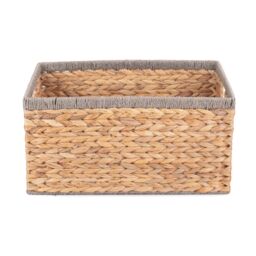 Red Hamper Water Hyacinth Water Hyacinth With Grey Rope Border Rectangular Storage Basket in Brown - Size: Large - thumbnail 2
