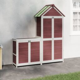 Berkfield Home 2 Piece Garden Tool Shed Set Mocha Solid Wood Pine in Brown