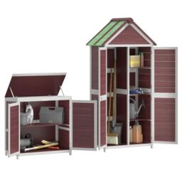 Berkfield Home 2 Piece Garden Tool Shed Set Mocha Solid Wood Pine in Brown - thumbnail 4