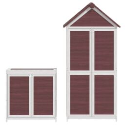 Berkfield Home 2 Piece Garden Tool Shed Set Mocha Solid Wood Pine in Brown - thumbnail 6