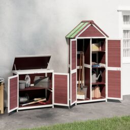 Berkfield Home 2 Piece Garden Tool Shed Set Mocha Solid Wood Pine in Brown - thumbnail 3