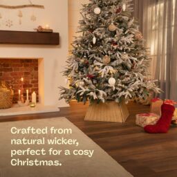 Christmas Village Square Rattan Christmas Tree Skirt - Natural in Light Beige - Size: 1 Pack - thumbnail 3
