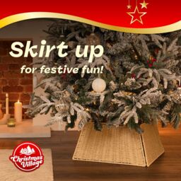 Christmas Village Square Rattan Christmas Tree Skirt - Natural in Light Beige - Size: 1 Pack - thumbnail 2