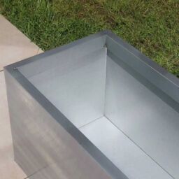 Woven Wood 100cm Zinc Galvanised Brushed Silver Trough Planter - thumbnail 8