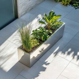 Woven Wood 100cm Zinc Galvanised Brushed Silver Trough Planter - thumbnail 4