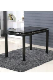 Modernique Tempered Glass Extending Large Dining Table 110 cm to 170 cm in Black - thumbnail 1