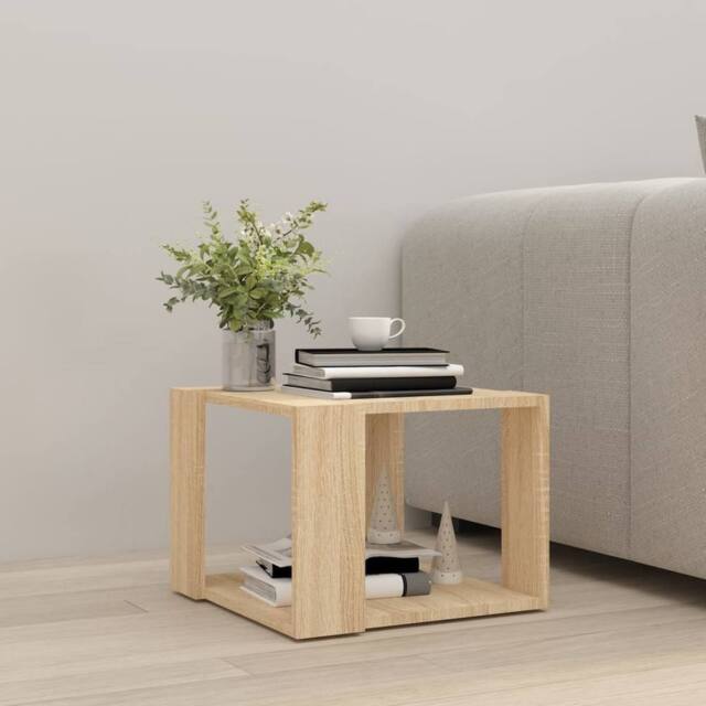 Berkfield Home Modern Coffee Table Sonoma Oak 40x40x30 cm Engineered Wood in Light Tan - Size: 40 x 40 x 30 cm - image 1