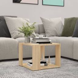 Berkfield Home Modern Coffee Table Sonoma Oak 40x40x30 cm Engineered Wood in Light Tan - Size: 40 x 40 x 30 cm - thumbnail 2