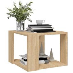 Berkfield Home Modern Coffee Table Sonoma Oak 40x40x30 cm Engineered Wood in Light Tan - Size: 40 x 40 x 30 cm - thumbnail 4