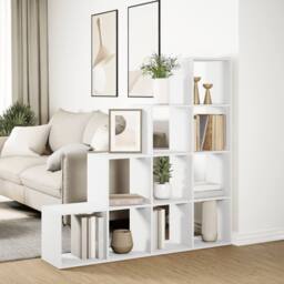 Berkfield Home Room Divider Bookcase 4-Tier White 131.5x29x131.5 cm Engineered Wood - thumbnail 4
