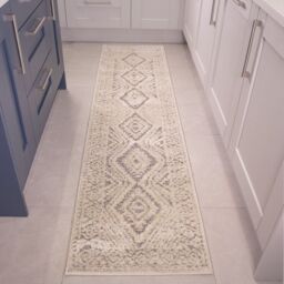Kukoon Grey Cream Diamond Geometric Loop & Tufted Shaggy Rug in Mid Grey - Size: 120 cm x 170 cm - thumbnail 6