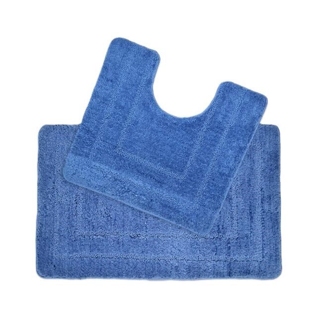 Allure Bath Fashions Two Piece Non-Slip Bath Mat & Pedestal Mat Set in Blue - image 1