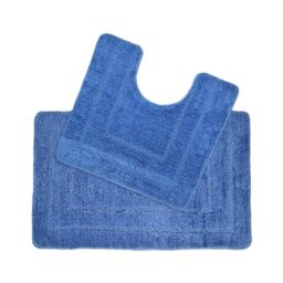 Allure Bath Fashions Two Piece Non-Slip Bath Mat & Pedestal Mat Set in Blue