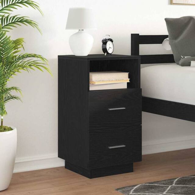 Berkfield Home Durable Bedside Cabinet with 2 Drawers Black 36x36x68 cm - Size: 36 x 36 x 68 cm - image 1