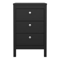 Furniture To Go Madrid Bedside Table 3 Drawers in Matt Black - thumbnail 2