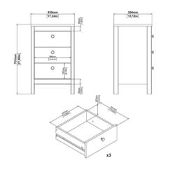 Furniture To Go Madrid Bedside Table 3 Drawers in Matt Black - thumbnail 7