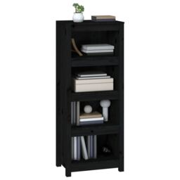Berkfield Home Book Cabinet Black 50x35x125.5 cm Solid Wood Pine - thumbnail 4