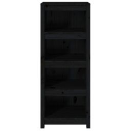 Berkfield Home Book Cabinet Black 50x35x125.5 cm Solid Wood Pine - thumbnail 5
