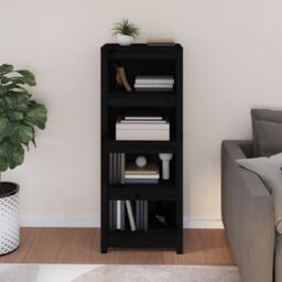 Berkfield Home Book Cabinet Black 50x35x125.5 cm Solid Wood Pine - thumbnail 3