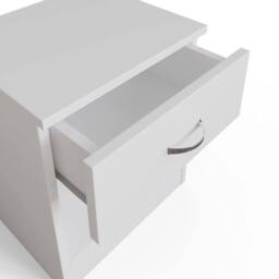 VOGREX 2 Matt White Bedside Tables Chrome Handles Open Shelf - thumbnail 3