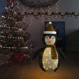 Berkfield Home Decorative Christmas Snow Penguin Figure LED Luxury Fabric 120cm - thumbnail 3