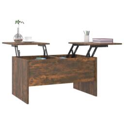 Berkfield Home Coffee Table Smoked Oak 80x50x42.5 cm Engineered Wood in Brown - thumbnail 4