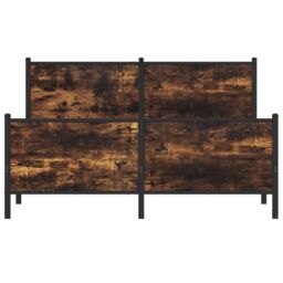 Berkfield Home Metal Bed Frame without Mattress Smoked Oak 150x200 cm King Size in Brown - thumbnail 5