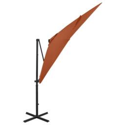 Berkfield Home Durable Cantilever Umbrella with Pole & LED Lights Terracotta 250 cm - thumbnail 3