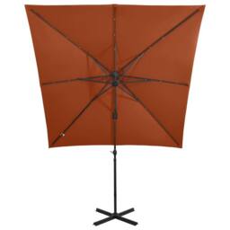 Berkfield Home Durable Cantilever Umbrella with Pole & LED Lights Terracotta 250 cm - thumbnail 5