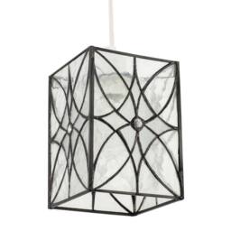 Happy Homewares Cathedral Style Glass Pendant Light Shade with Textured Glass Panels in Clear - thumbnail 5