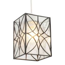 Happy Homewares Cathedral Style Glass Pendant Light Shade with Textured Glass Panels in Clear - thumbnail 6
