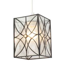 Happy Homewares Cathedral Style Glass Pendant Light Shade with Textured Glass Panels in Clear - thumbnail 2