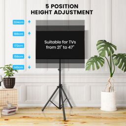Costway Tripod TV Stand 5-position Height Adjustable Swivel TV Floor Stand Non-slip Foot in Black - thumbnail 5