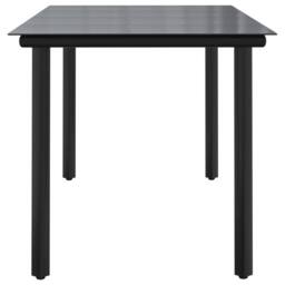 Berkfield Home Garden Dining Table Black 160x80x74cm Steel & Tempered Glass - Size: 160 x 80 x 74 cm - thumbnail 4