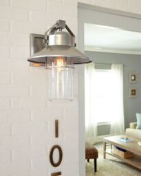 Loops Outdoor IP44 1 Bulb Wall Light Lantern Painted Brushed Steel LED E27 60W d00634 in Metallics - thumbnail 2