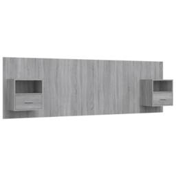 Berkfield Home Bed Headboard with Cabinets Grey Sonoma Engineered Wood - thumbnail 1