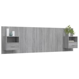 Berkfield Home Bed Headboard with Cabinets Grey Sonoma Engineered Wood - thumbnail 3