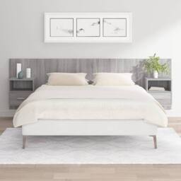 Berkfield Home Bed Headboard with Cabinets Grey Sonoma Engineered Wood - thumbnail 2