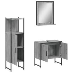 Berkfield Home 3 Piece Bathroom Cabinet Set Grey Sonoma Engineered Wood - thumbnail 5