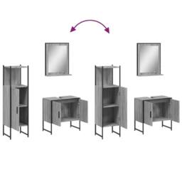 Berkfield Home 3 Piece Bathroom Cabinet Set Grey Sonoma Engineered Wood - thumbnail 9