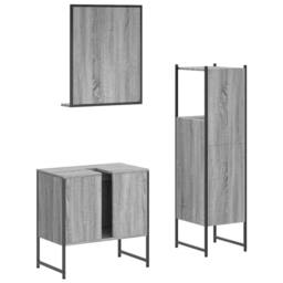 Berkfield Home 3 Piece Bathroom Cabinet Set Grey Sonoma Engineered Wood - thumbnail 8