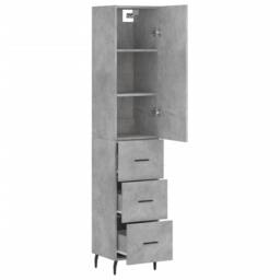 Berkfield Home Highboard Concrete Grey 34.5x34x180 cm Engineered Wood - thumbnail 4