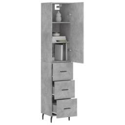 Berkfield Home Highboard Concrete Grey 34.5x34x180 cm Engineered Wood - thumbnail 3
